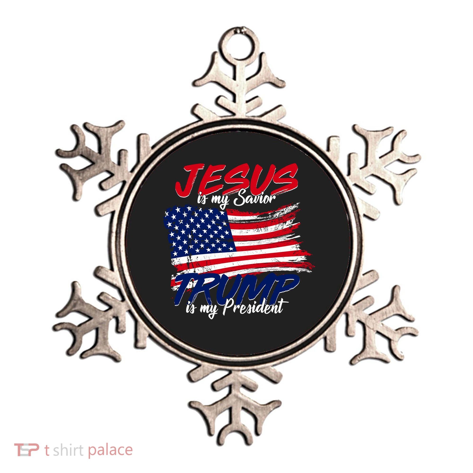 Jesus Is My Savior Trump Is My President USA Flag Ornament