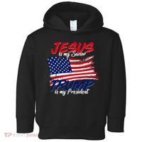 Jesus Is My Savior Trump Is My President USA Flag Toddler Hoodie thumb 0