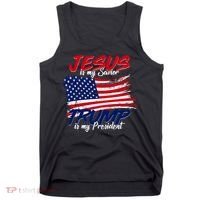 Jesus Is My Savior Trump Is My President USA Flag Tank Top thumb 0