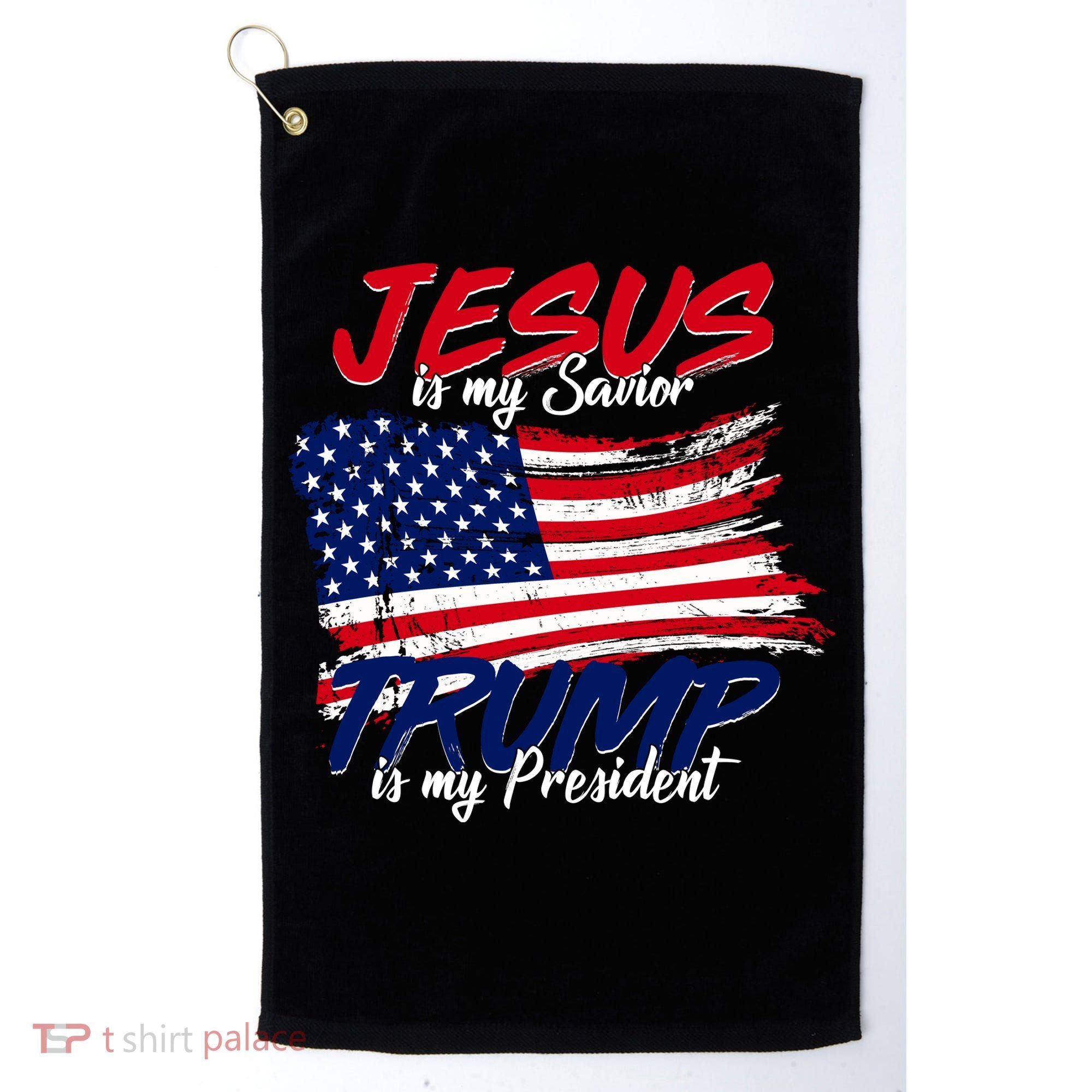 Jesus Is My Savior Trump Is My President USA Flag Golf Towel