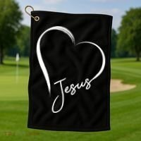 Jesus Love Simple Faith Heart Golf Towel thumb 1