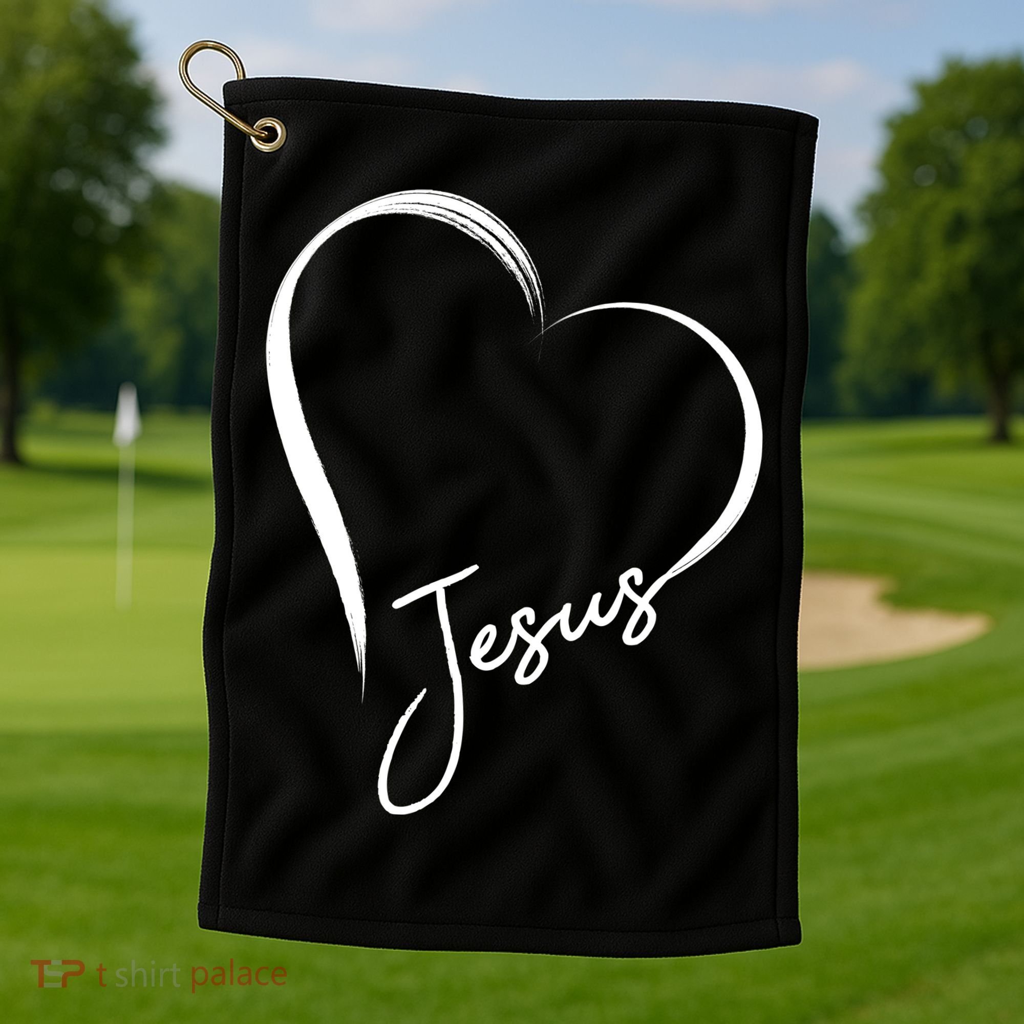 Jesus Love Simple Faith Heart Golf Towel