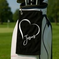 Jesus Love Simple Faith Heart Golf Towel thumb 2