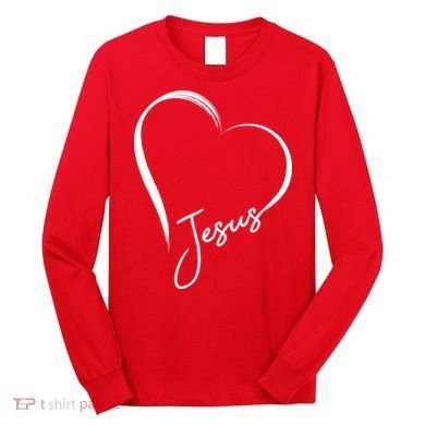 Jesus Love Simple Faith Heart Long Sleeve Shirt