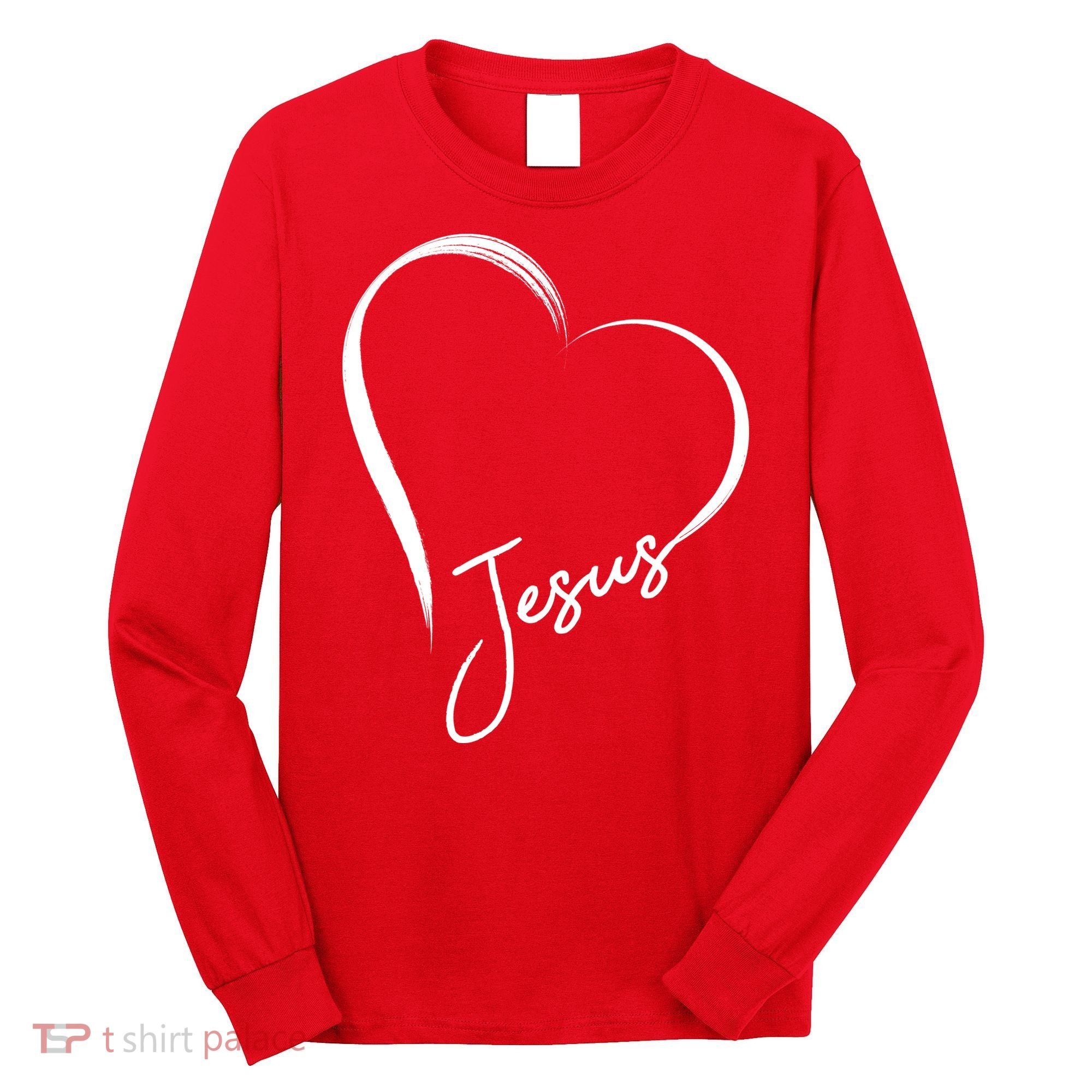 Jesus Love Simple Faith Heart Long Sleeve Shirt