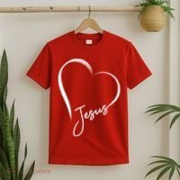 Jesus Love Simple Faith Heart T-Shirt thumb 2