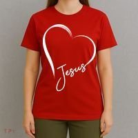 Jesus Love Simple Faith Heart T-Shirt thumb 4