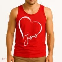 Jesus Love Simple Faith Heart Tank Top thumb 3