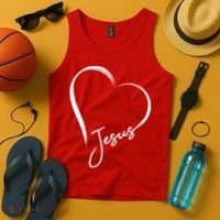 Jesus Love Simple Faith Heart Tank Top thumb 4