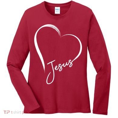 Jesus Love Simple Faith Heart Women's Long Sleeve Shirt