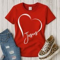 Jesus Love Simple Faith Heart Women's T-Shirt thumb 3