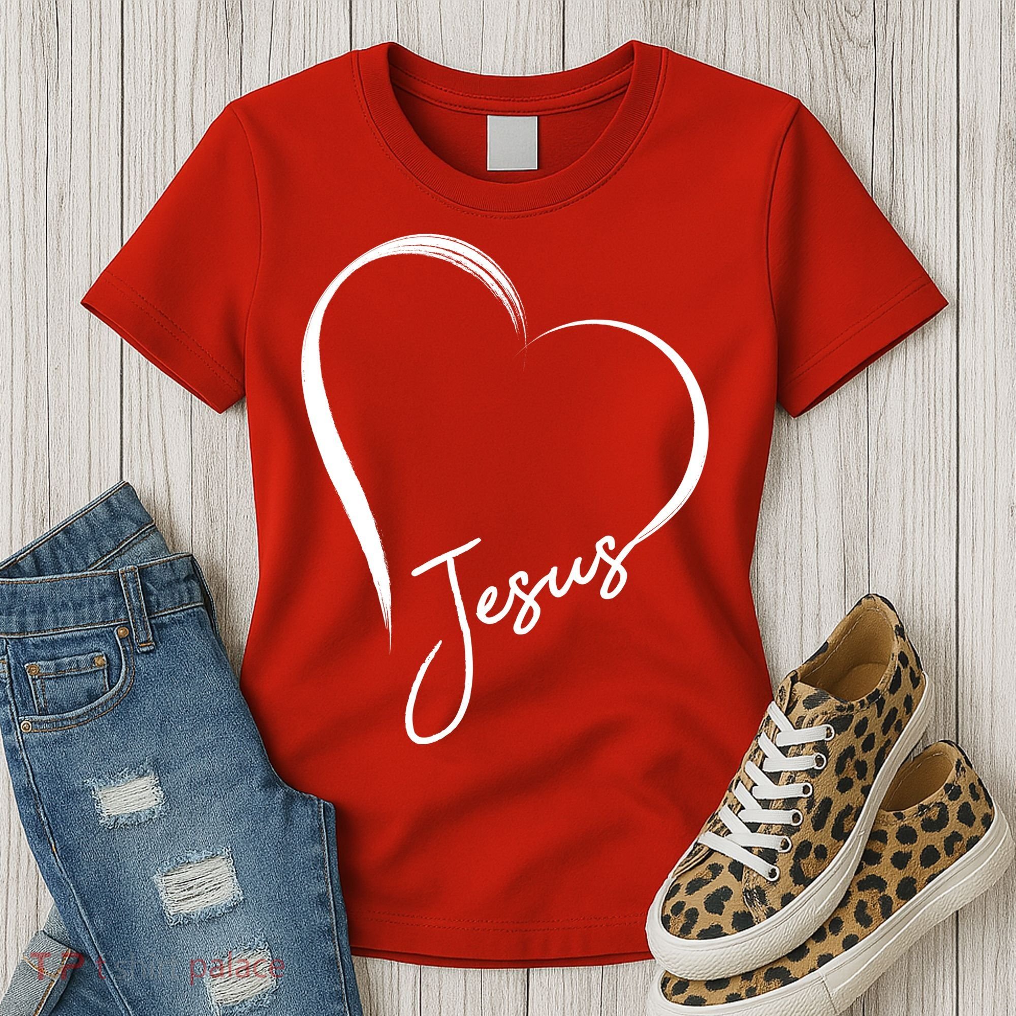 Jesus Love Simple Faith Heart Women's T-Shirt