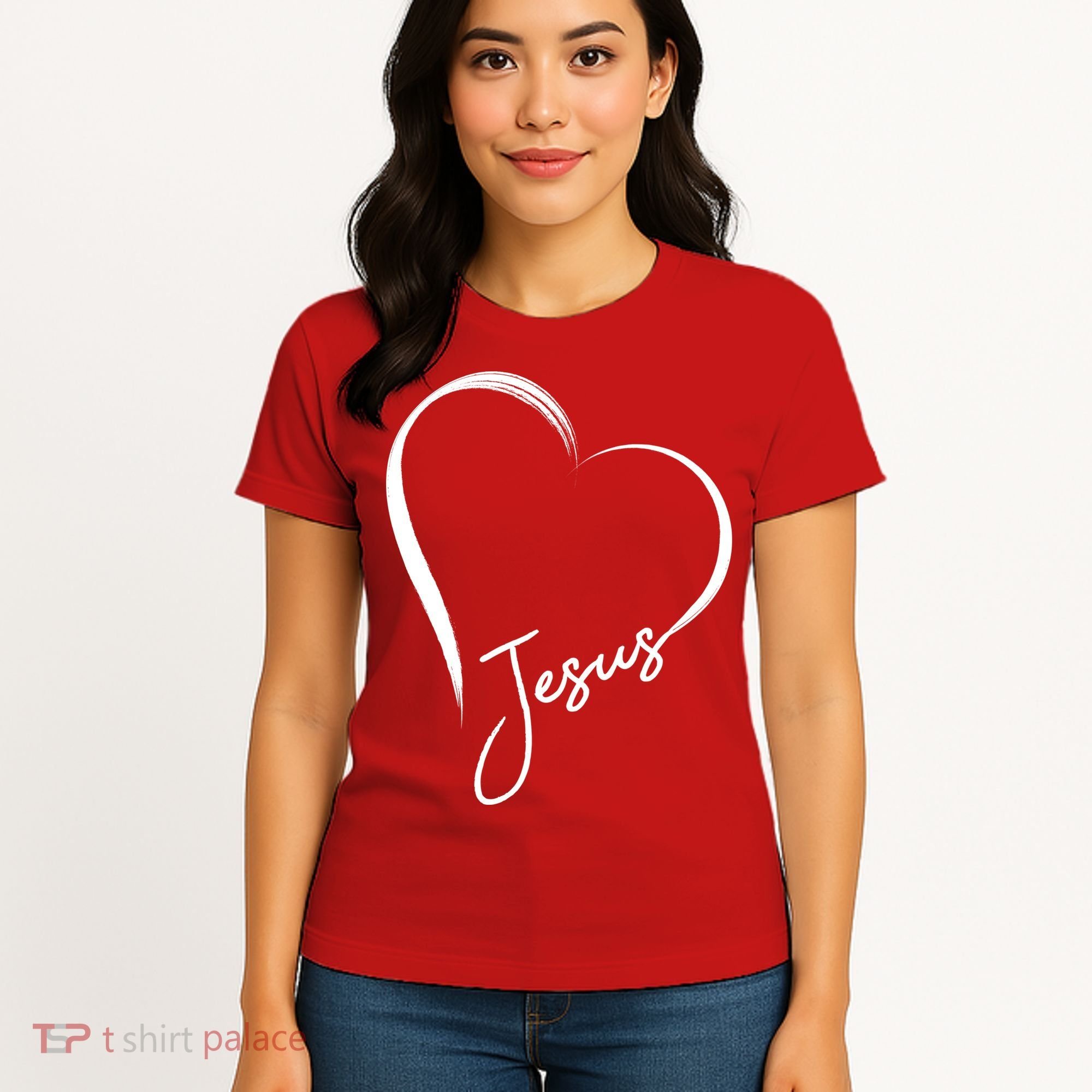 Jesus Love Simple Faith Heart Women's T-Shirt