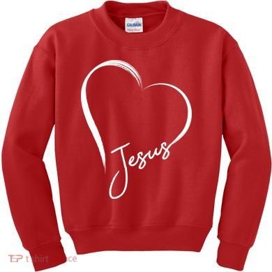 Jesus Love Simple Faith Heart Kids Sweatshirt