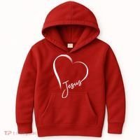 Jesus Love Simple Faith Heart Kids Hoodie thumb 0