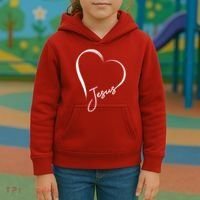 Jesus Love Simple Faith Heart Kids Hoodie thumb 3