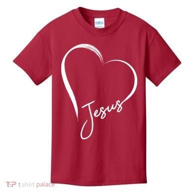 Jesus Love Simple Faith Heart Kids T-Shirt