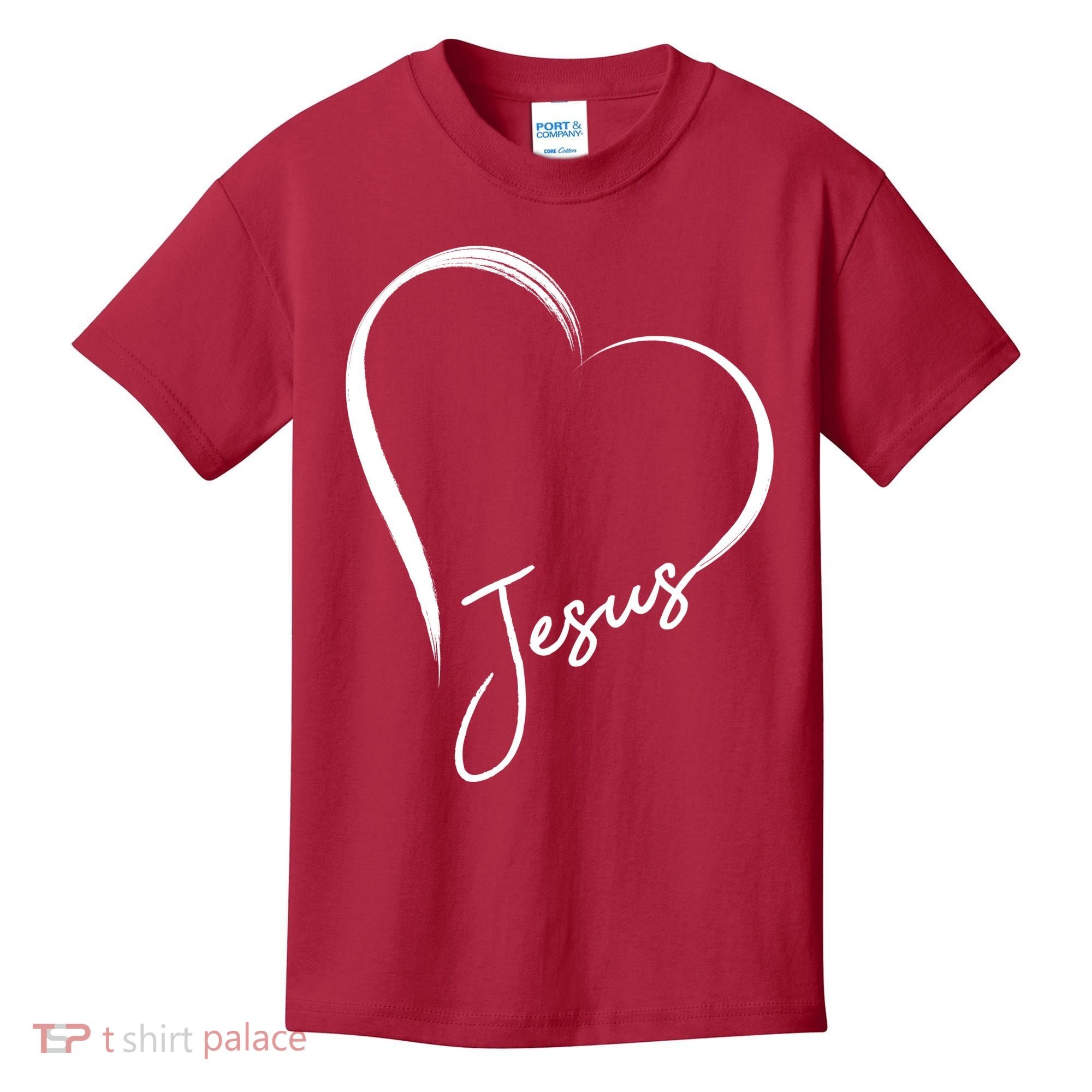 Jesus Love Simple Faith Heart Kids T-Shirt