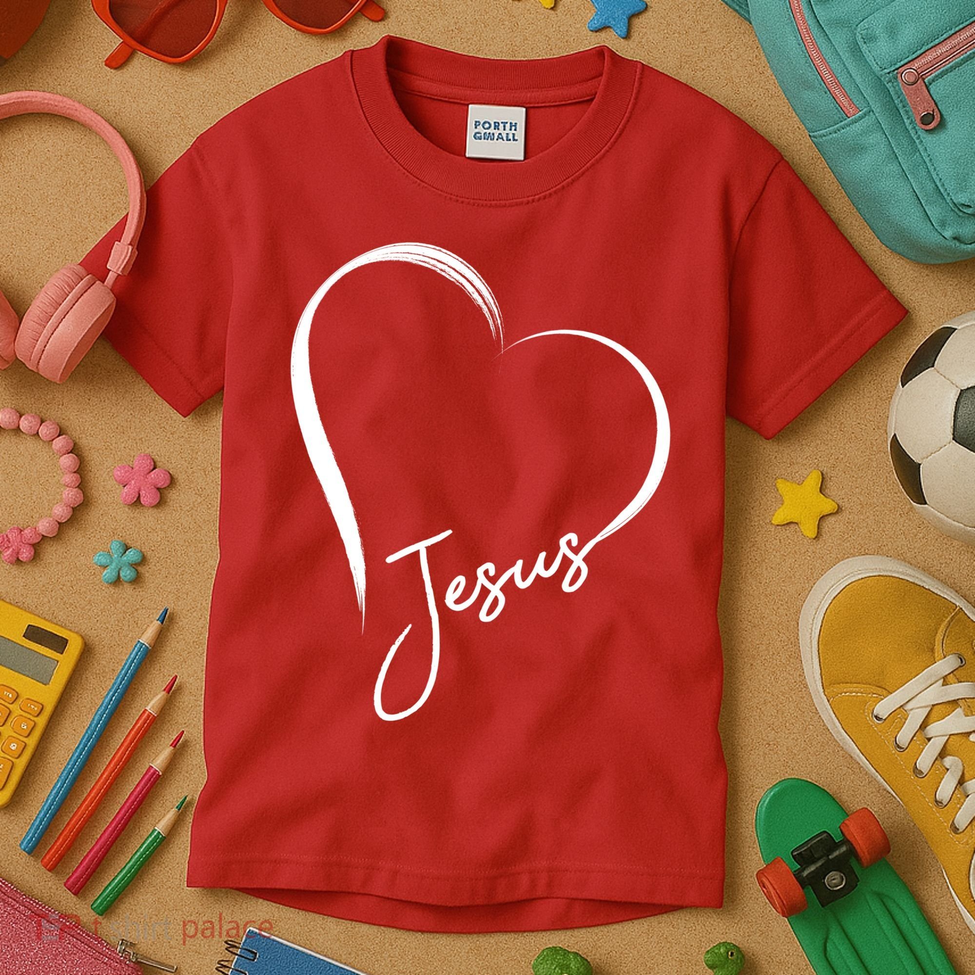 Jesus Love Simple Faith Heart Kids T-Shirt