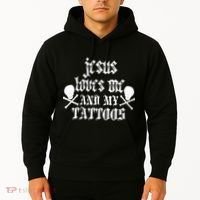 Jesus Loves Me and My Tattoos Hoodie thumb 2