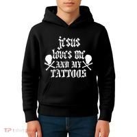 Jesus Loves Me and My Tattoos Kids Hoodie thumb 4