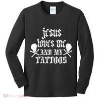 Jesus Loves Me and My Tattoos Kids Long Sleeve Shirt thumb 0