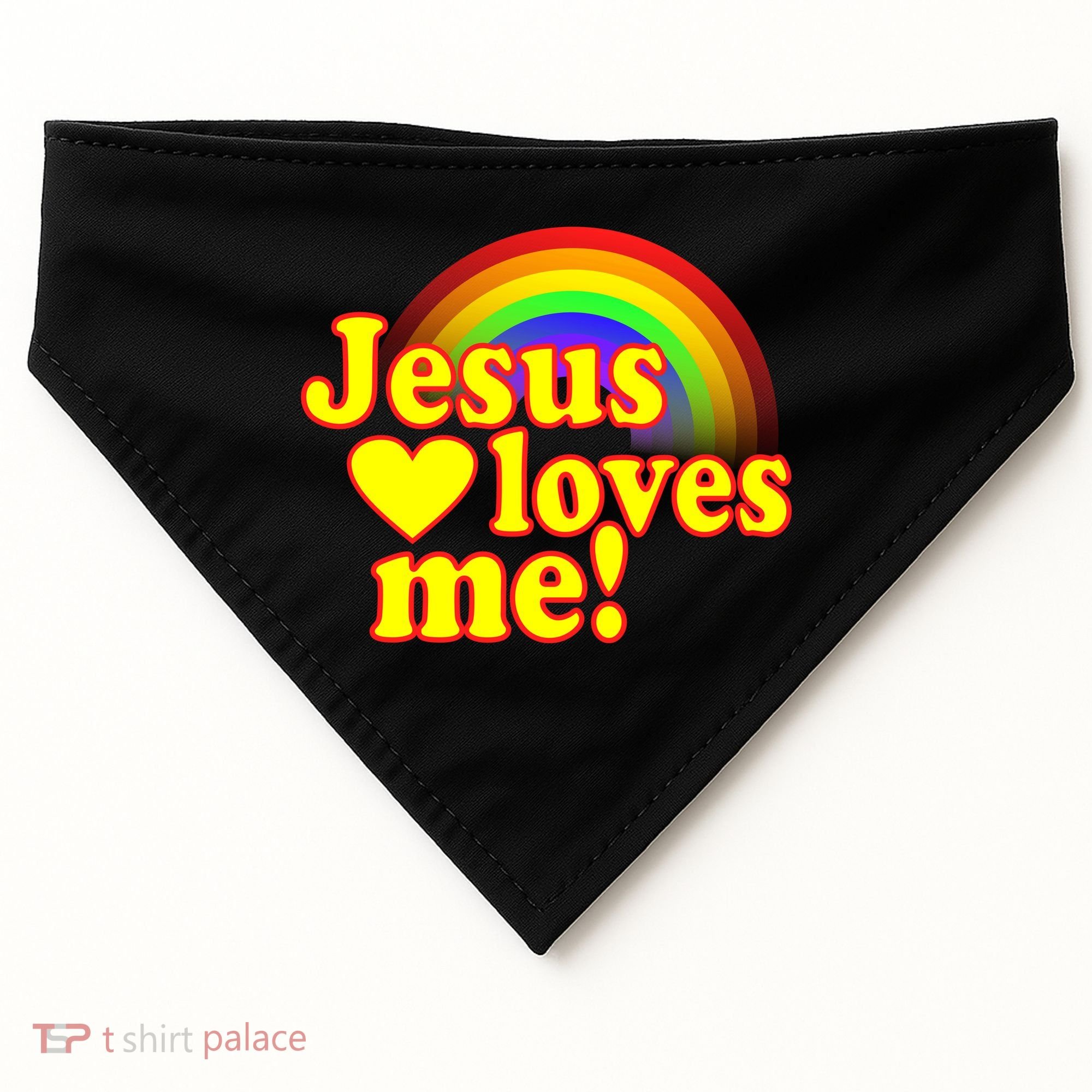 Jesus Loves Me Cool Rainbow USA-Made Doggie Bandana