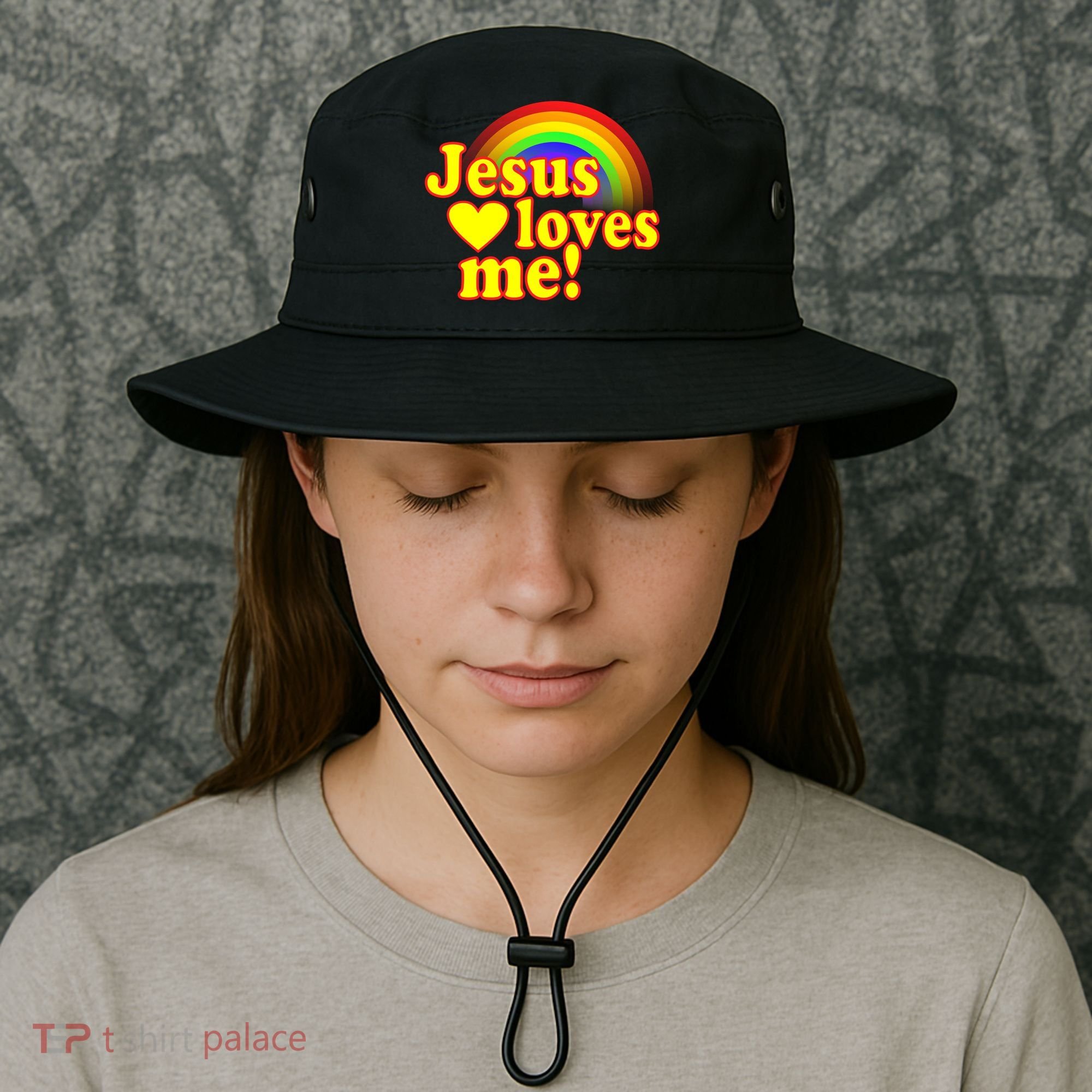 Jesus Loves Me Cool Rainbow Bucket Hat