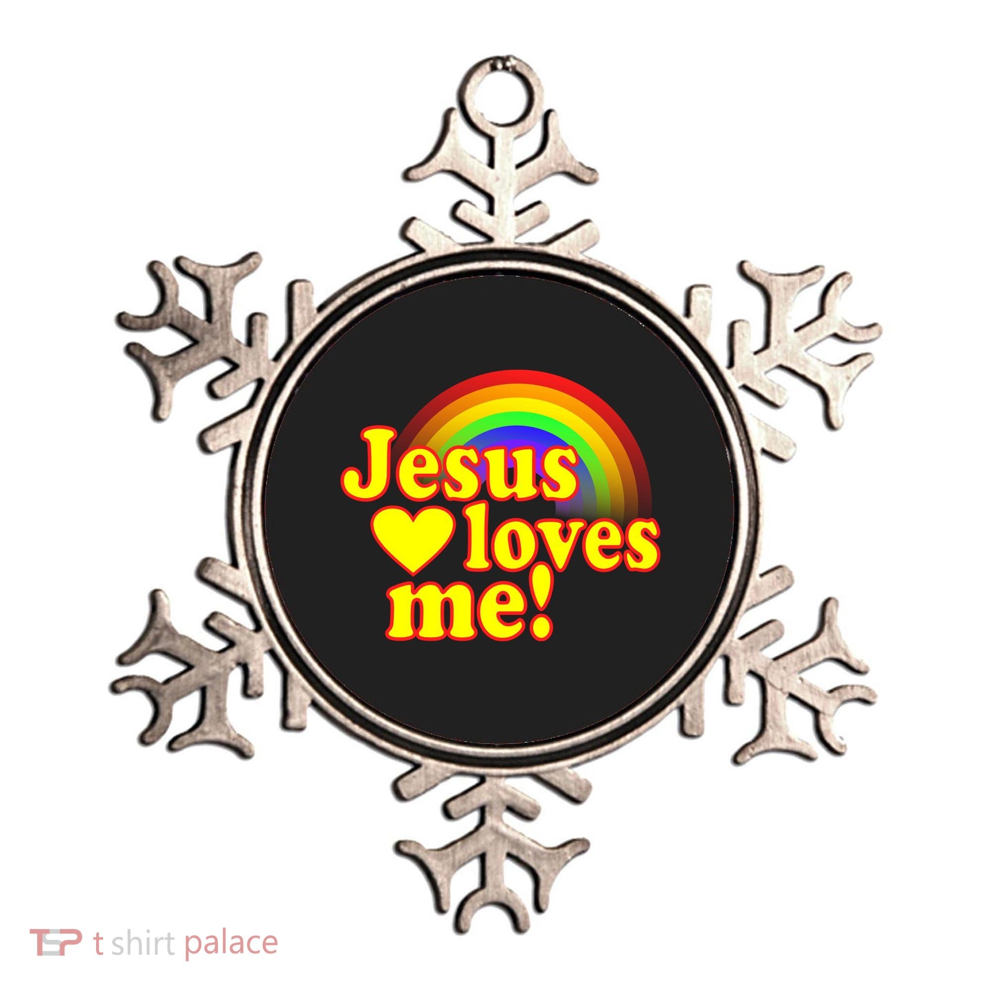 Jesus Loves Me Cool Rainbow Ornament