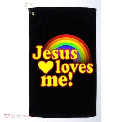 Jesus Loves Me Cool Rainbow Golf Towel