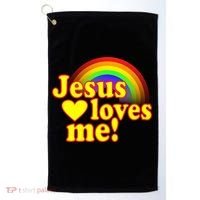 Jesus Loves Me Cool Rainbow Golf Towel thumb 0