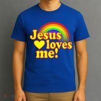 Jesus Loves Me Cool Rainbow T-Shirt thumb 3