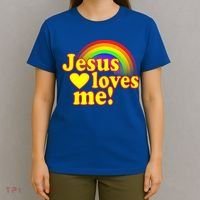 Jesus Loves Me Cool Rainbow T-Shirt thumb 4