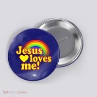 Jesus Loves Me Cool Rainbow Button thumb 0