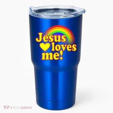 Jesus Loves Me Cool Rainbow Tumbler