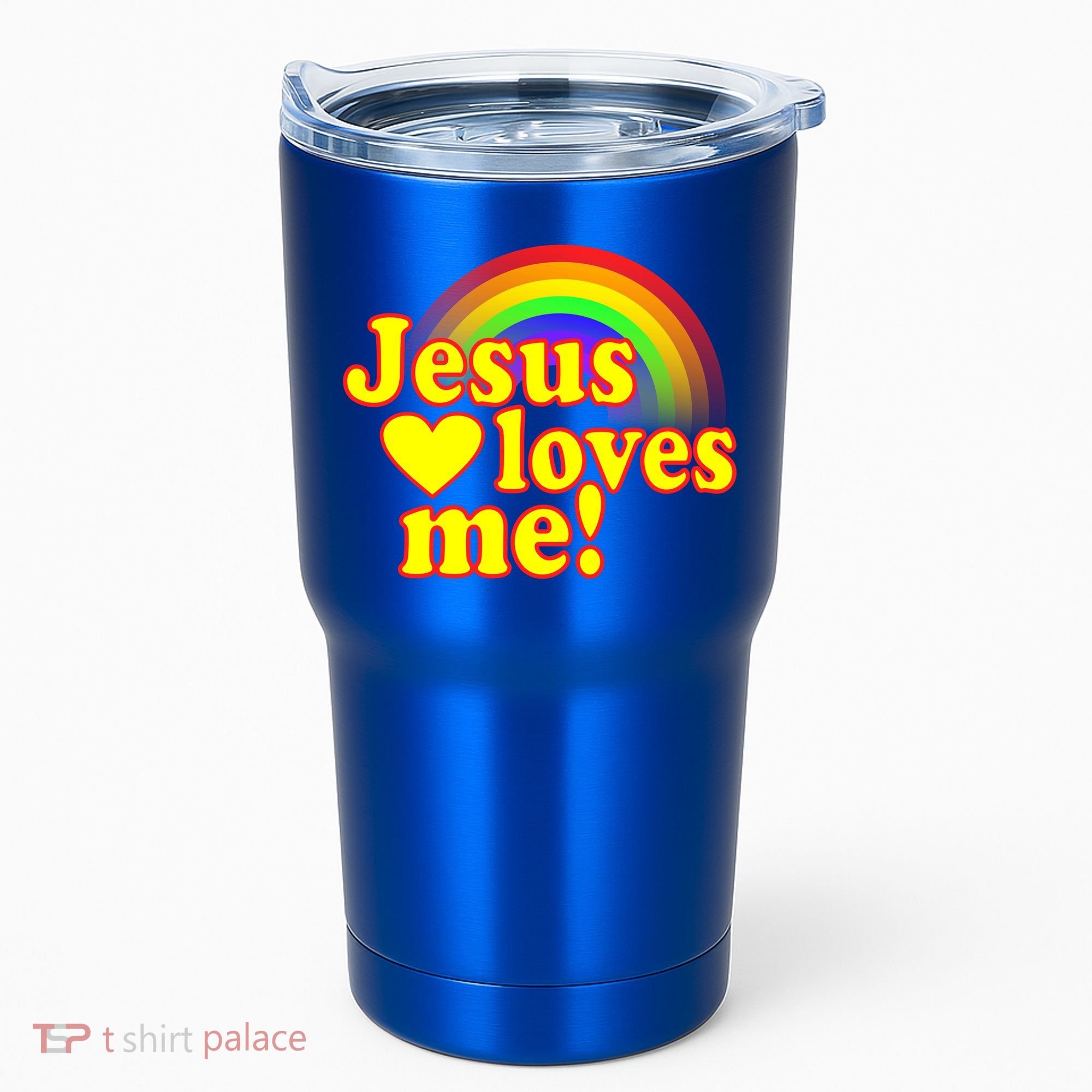 Jesus Loves Me Cool Rainbow Tumbler