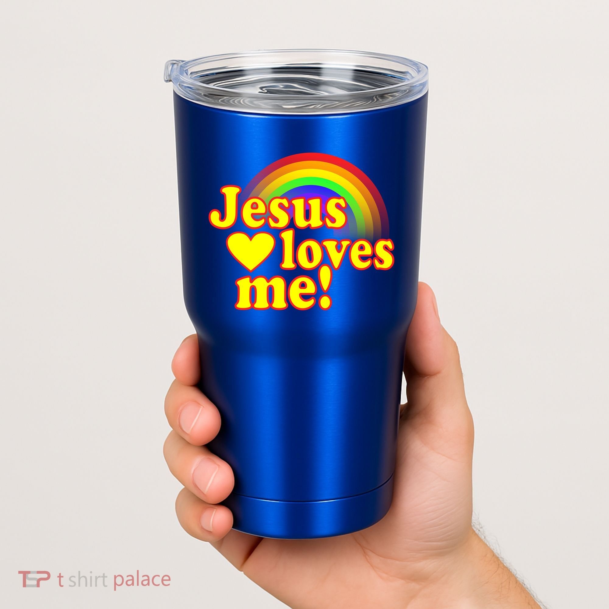 Jesus Loves Me Cool Rainbow Tumbler