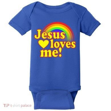 Jesus Loves Me Cool Rainbow Baby Bodysuit