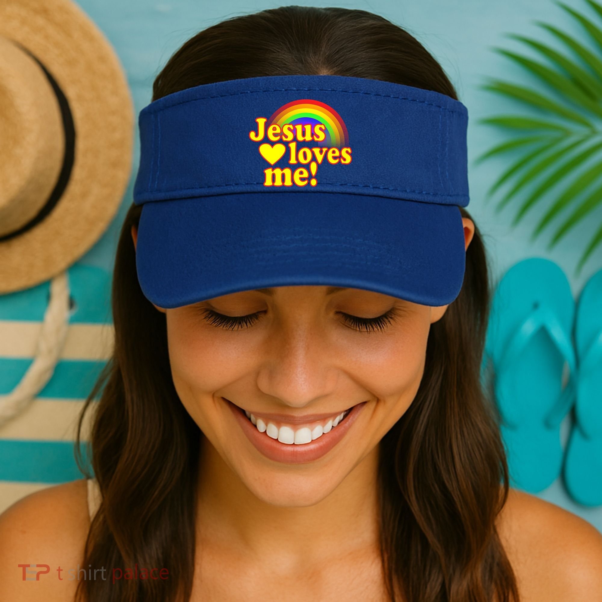 Jesus Loves Me Cool Rainbow Visor