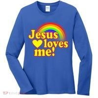 Jesus Loves Me Cool Rainbow Women's Long Sleeve Shirt thumb 0