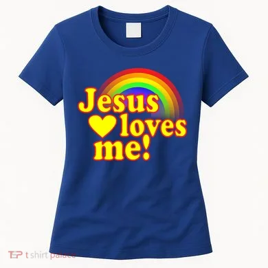 Jesus Loves Me Cool Rainbow Women's T-Shirt