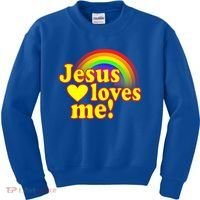Jesus Loves Me Cool Rainbow Kids Sweatshirt thumb 0