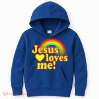 Jesus Loves Me Cool Rainbow Kids Hoodie thumb 0