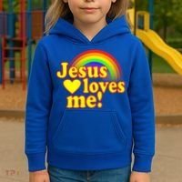 Jesus Loves Me Cool Rainbow Kids Hoodie thumb 3