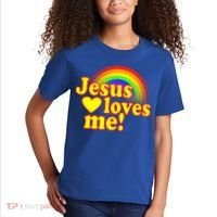 Jesus Loves Me Cool Rainbow Kids T-Shirt thumb 2