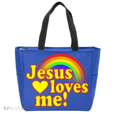 Jesus Loves Me Cool Rainbow Tote Bag