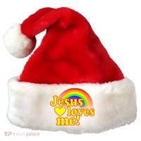 Jesus Loves Me Cool Rainbow Santa Hat thumb 0