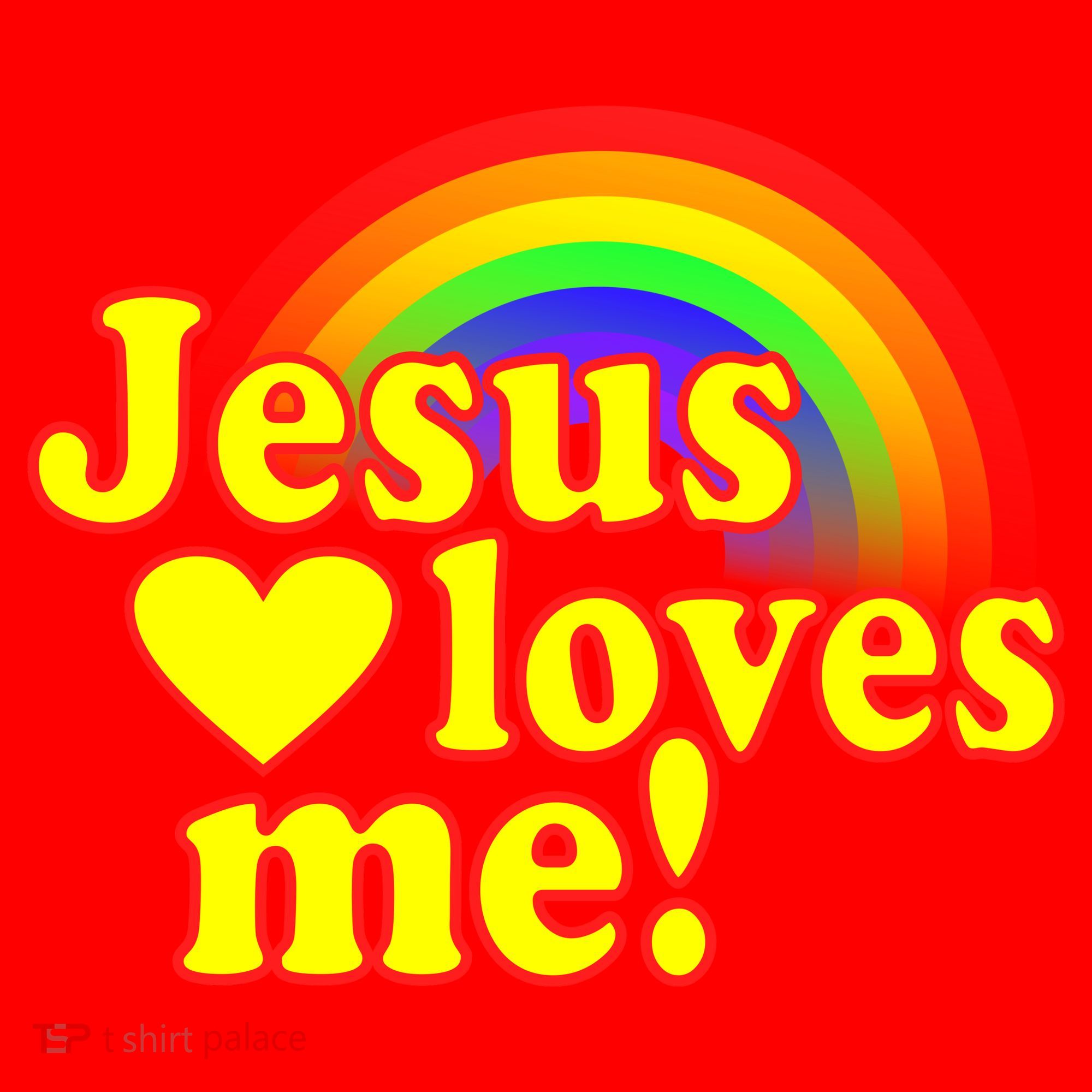 Jesus Loves Me Cool Rainbow Santa Hat