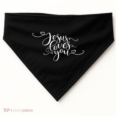Jesus Loves You Cursive Style USA-Made Doggie Bandana