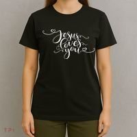 Jesus Loves You Cursive Style T-Shirt thumb 4